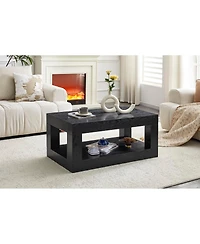 Streamdale Furniture Modern 2-Tier Rectangular Coffee Table with Open Storage Shelf