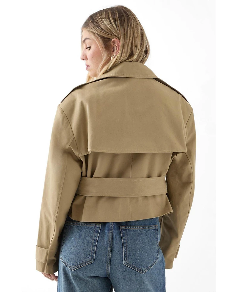 MissPap Women's Tailored Cropped Trench Coat