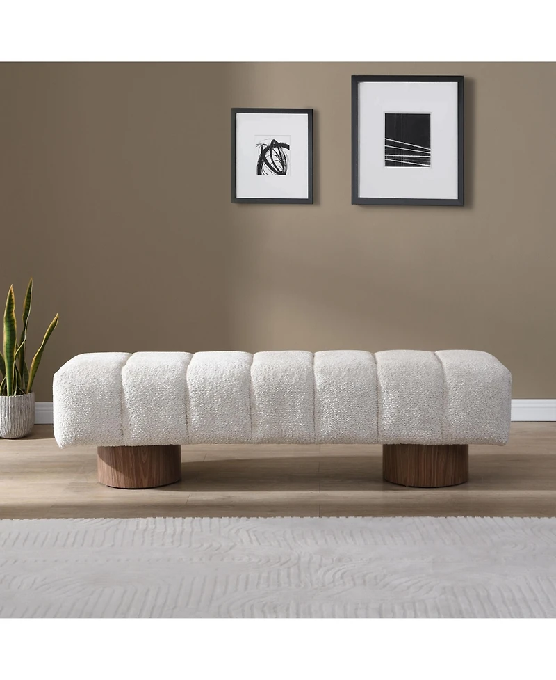 sumyeg Upholstered Dining Bench for Bedroom Entryway or Living Room with Boucle Fabric,300lbs Capacity