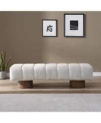 sumyeg Upholstered Dining Bench for Bedroom Entryway or Living Room with Boucle Fabric,300lbs Capacity