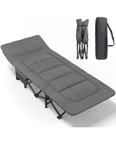 Aofar Camping Cot Portable Folding Bed with Cushion Tent Carry Bag