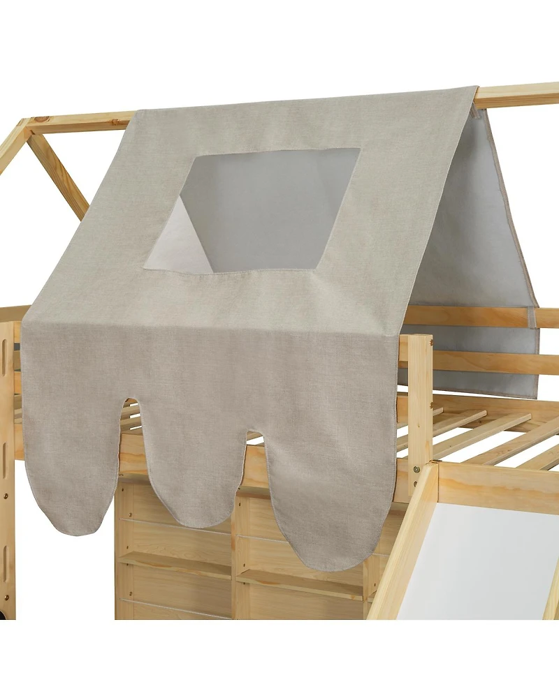 Streamdale Furniture Wooden Loft Bed House Frame with Tent