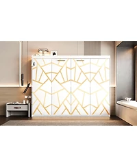 Streamdale Furniture Queen Murphy Bed With Led, Usb, Pattern