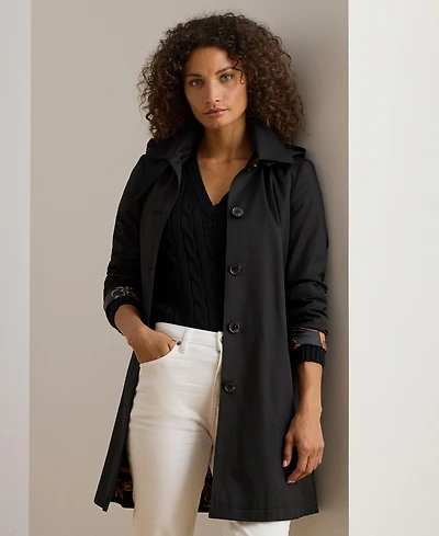 Lauren Ralph Women's Hooded A-Line Raincoat