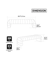 sumyeg 69.7-Inch Upholstered Armless Bench with Channel Tufted Chenille Design