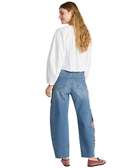 Driftwood Women's Rose Embroidered Mid-Rise Ankle Jeans