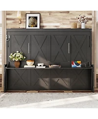 Streamdale Furniture Murphy Bed with a desk, Usb Charging Station, Led Lights
