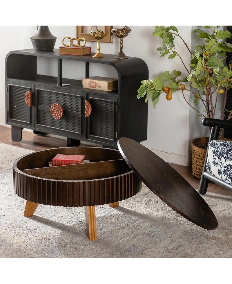 Streamdale Furniture 31.5'' Retro Round Coffee Table with Storage