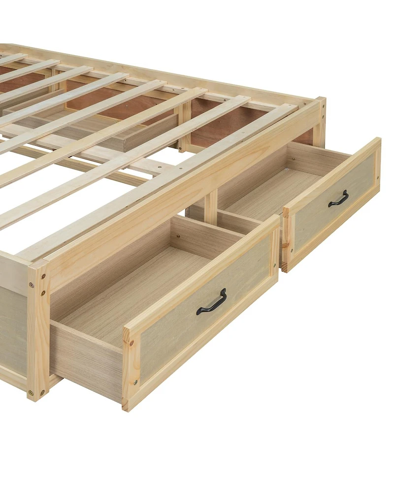 Streamdale Furniture Twin Floor Bed With Storage, Stairs and Rails