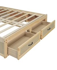 Streamdale Furniture Twin Floor Bed With Storage, Stairs and Rails