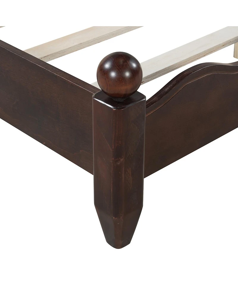 Streamdale Furniture Queen Wood Platform Bed, Espresso Frame, Headboard