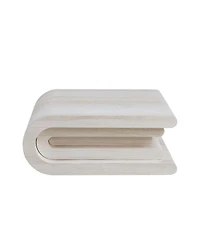 Streamdale Furniture Faux Travertine Square Coffee Table, Modern Layered Base