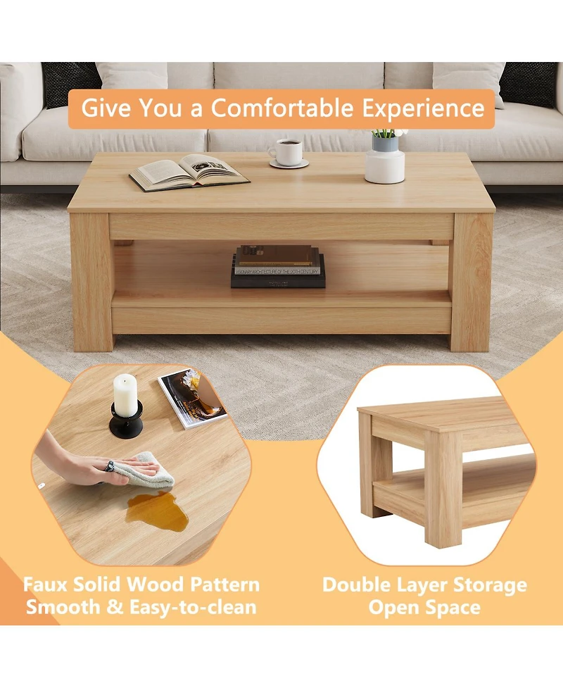 Streamdale Furniture Modern Wood Double-Layered Coffee Table