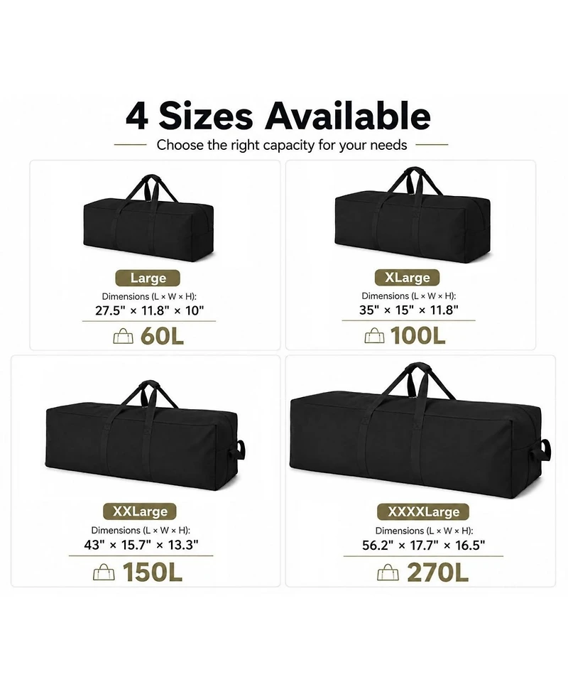 Piscifun Extra Large Canvas Travel Duffle Bag Heavy Duty Sports Camping Storage Bag