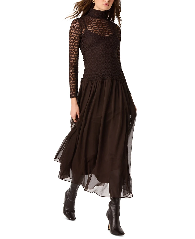 Astr the Label Women's Mixed-Media Lace Bodice Maxi Dress