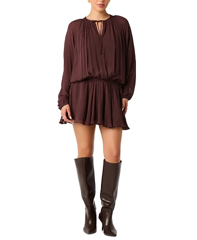 Astr the Label Women's Long-Sleeve Tie-Neck Mini Dress