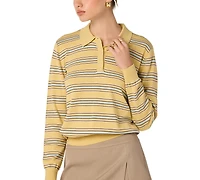 Astr the Label Women's Ribbed Polo Collared Sweater