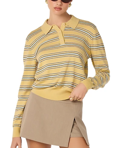 Astr the Label Women's Ribbed Polo Collared Sweater