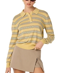 Astr the Label Women's Ribbed Polo Collared Sweater