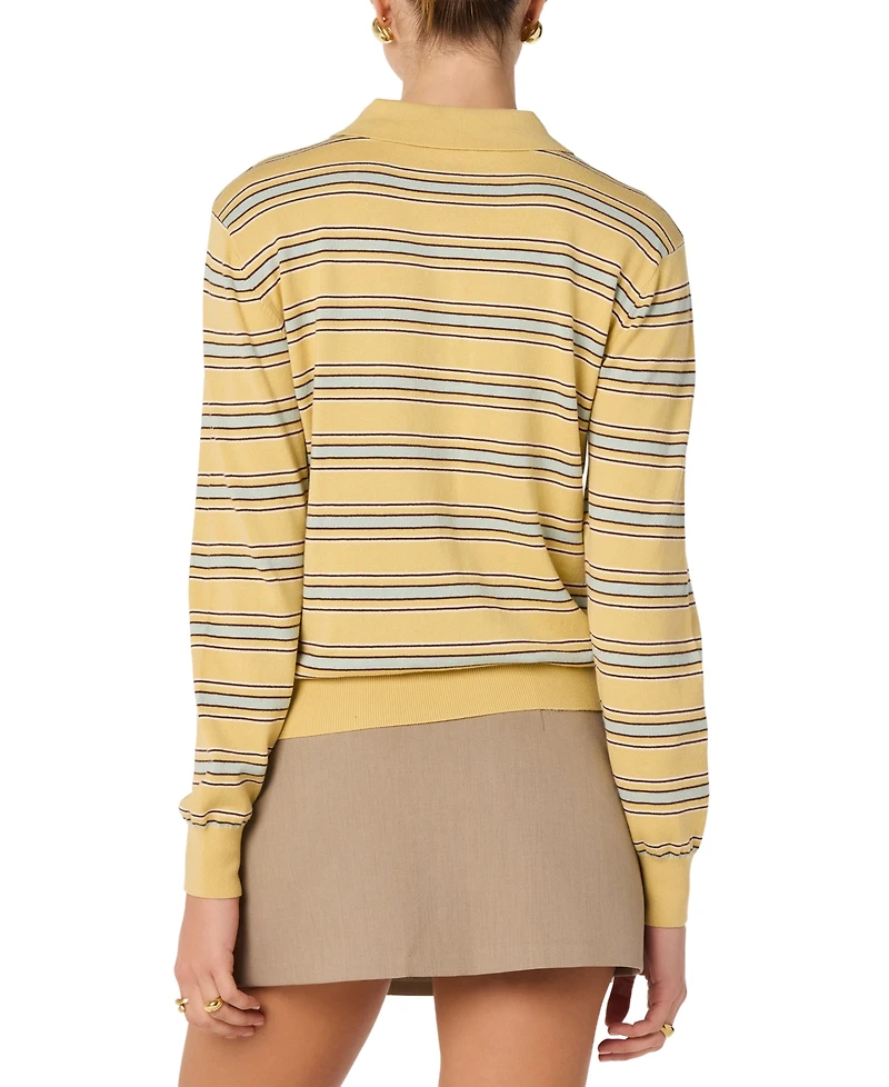 Astr the Label Women's Ribbed Polo Collared Sweater