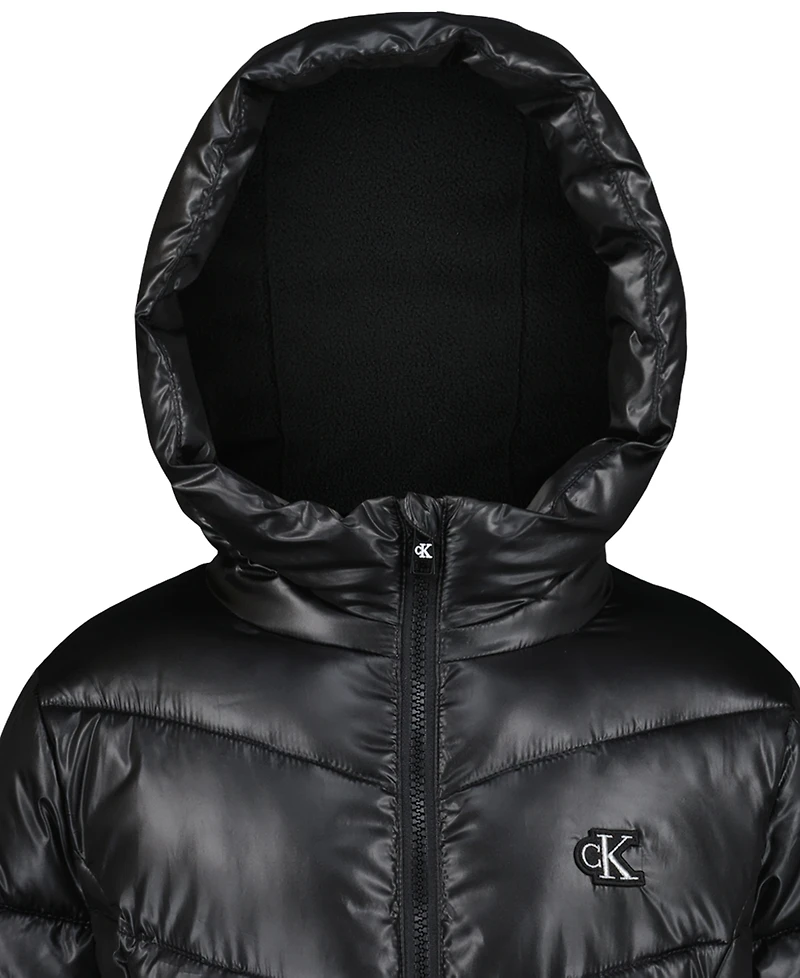 Calvin Klein Girls' 4-6X Hooded Puffer Jacket