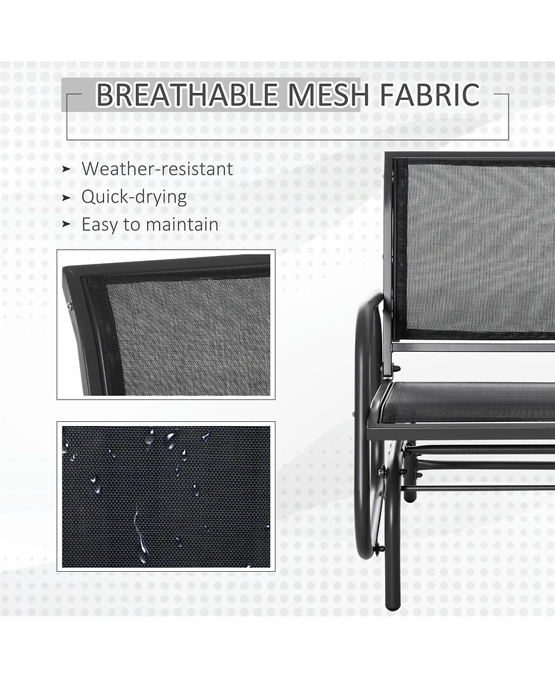 Outsunny Outdoor Glider with Breathable Mesh Fabric Curved Armrests