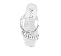 London Rag Womens Leonardi Oversized Crystal Baguette Stone Heels