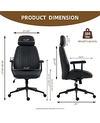 Dyhome Ergonomic Executive Home Office Chair, High Back Faux Leather Desk Chair with Headrest