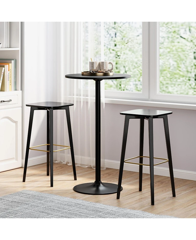 Sugift 1 Piece Modern Round Cocktail Table with Metal Base