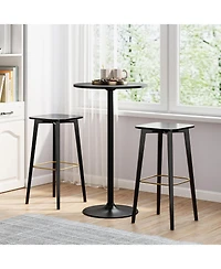 Sugift 1 Piece Modern Round Cocktail Table with Metal Base