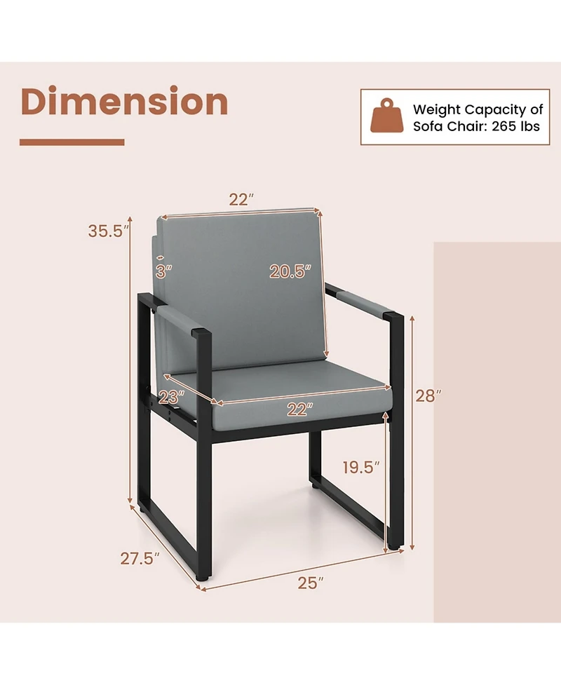 Yiortwo Set of 2 Outdoor Lounge Chairs with Cushions and Metal Frame