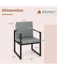 Yiortwo Set of 2 Outdoor Lounge Chairs with Cushions and Metal Frame