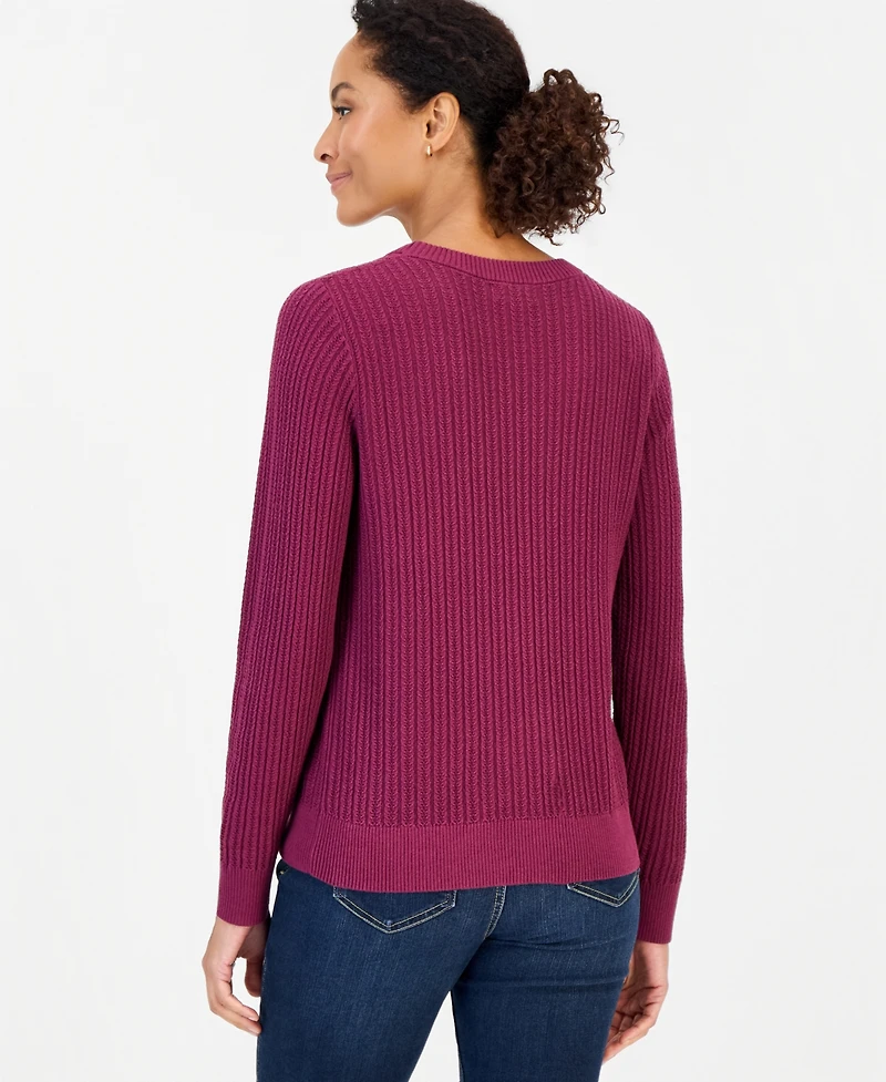 Style & Co Petite Mixed-Stitch Cotton Pullover Sweater, Macy's Exclusive