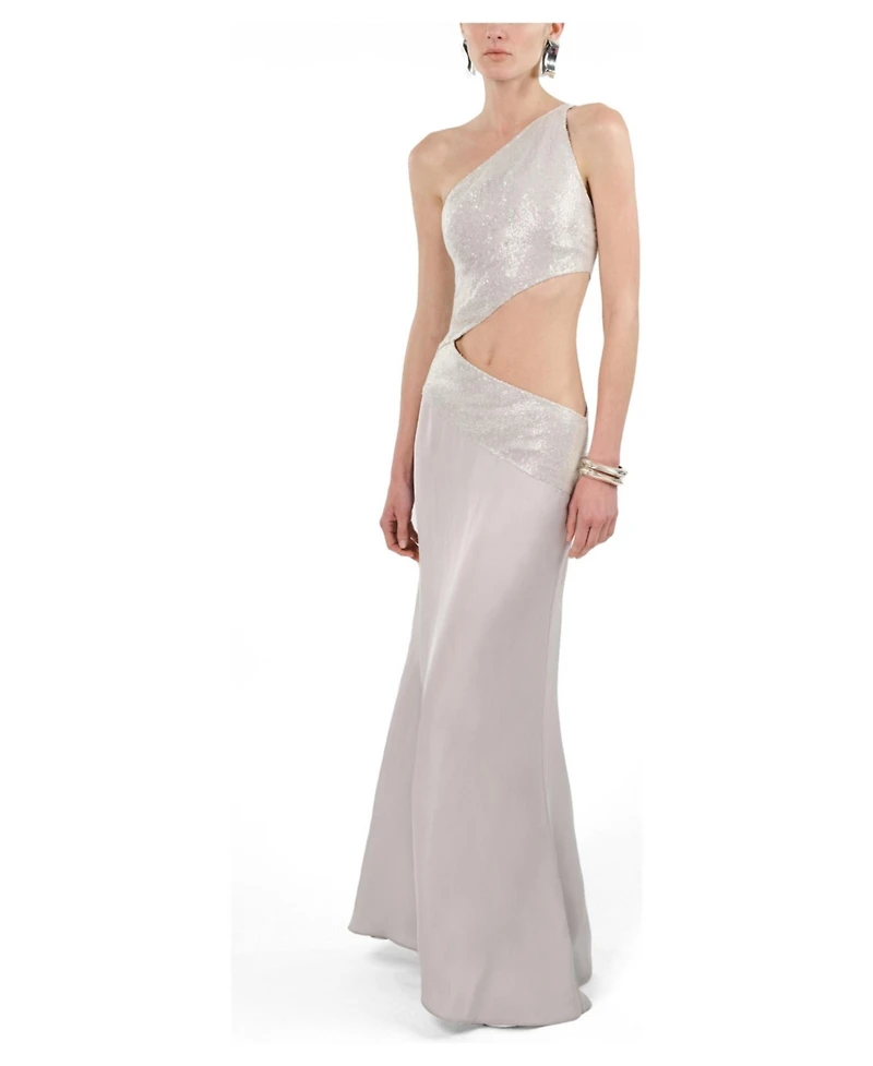 Nocturne Women's Sequin One Shoulder Cutout Maxi Dress