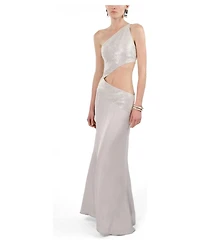 Nocturne Women's Sequin One Shoulder Cutout Maxi Dress