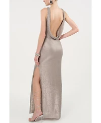 Nocturne Women's Sequin Open Back Maxi Dress