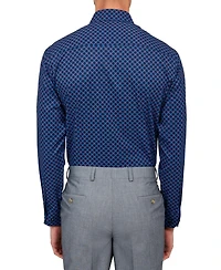 Society of Threads Men's Regular Fit 4-Way Stretch Performance Geometric Dress Shirt