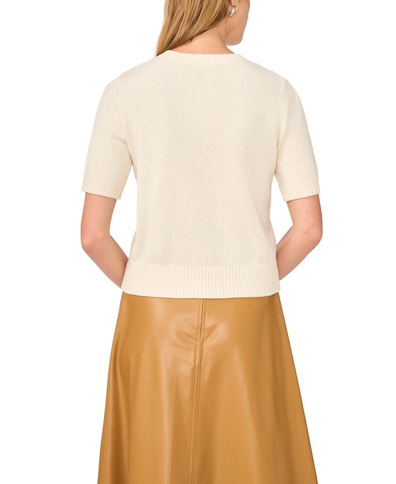 Vince Camuto Women's Crewneck Short-Sleeve Cardigan