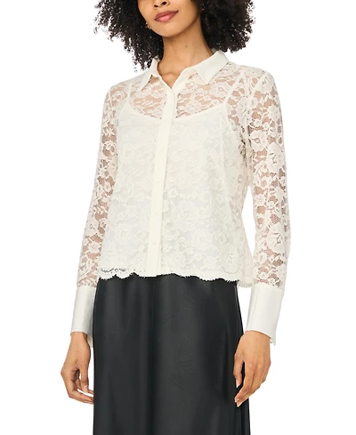 Vince Camuto Women's Collared Button-Front Knit Blouse