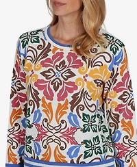 Ruby Rd. Petite Tipped Floral Lightweight Sweater