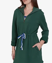 Ruby Rd. Petite Stripe Trim Drawstring Waist Dress