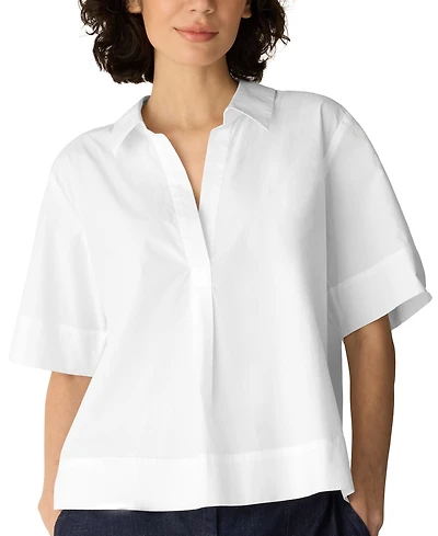 Eileen Fisher Women's Collared Neck Short-Sleeve Top