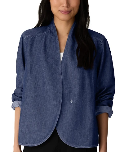 Eileen Fisher Women's Lightweight Denim Long-Sleeve Curved Jacket