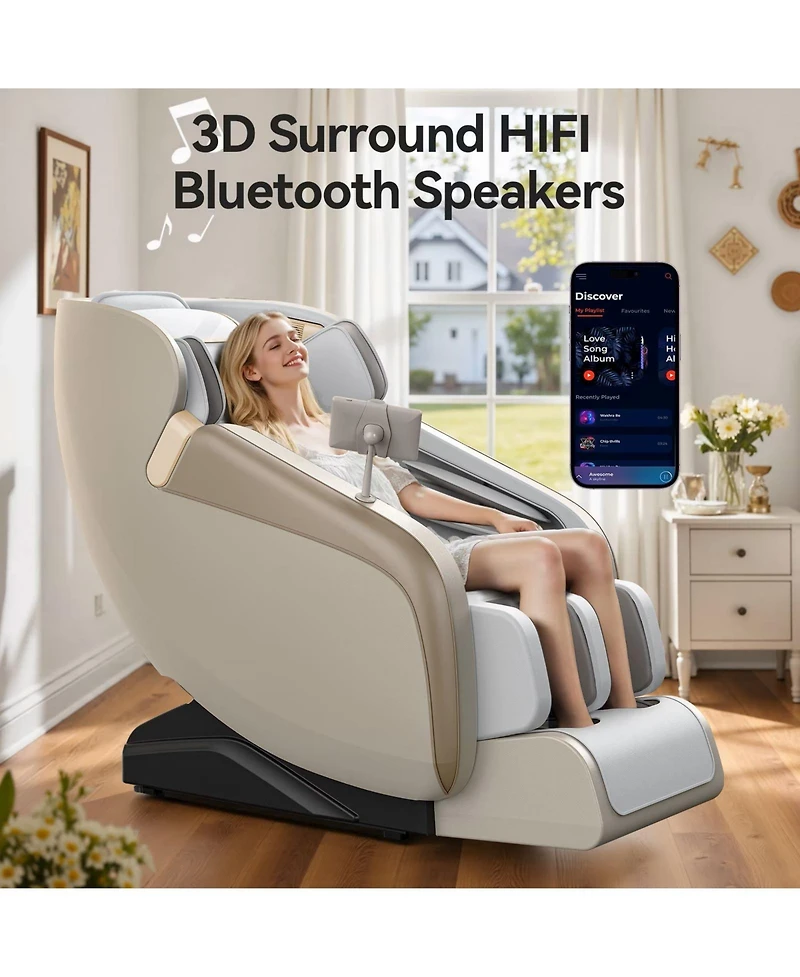 Fed Fitness 4D Massage Chair with Zero Gravity, Heat Therapy, Foot Massage, Airbags, Kneading, Bluetooth & Lcd Touch Control