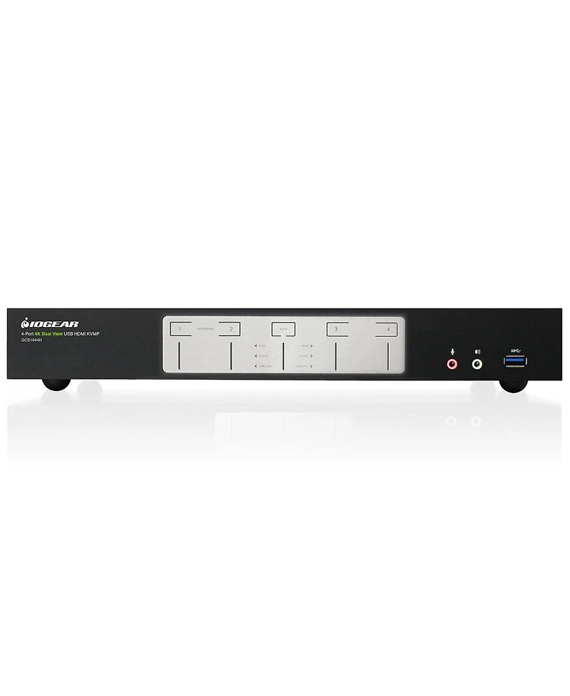 Iogear 4-Port 4K Dual View Kvmp Switch with Hdmi Connection, Usb 3.0 Hub and Audio, Taa