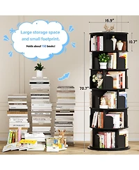 Aheaplus Rotating Bookcase, 360 Display Corner Bookshelf for Small Space