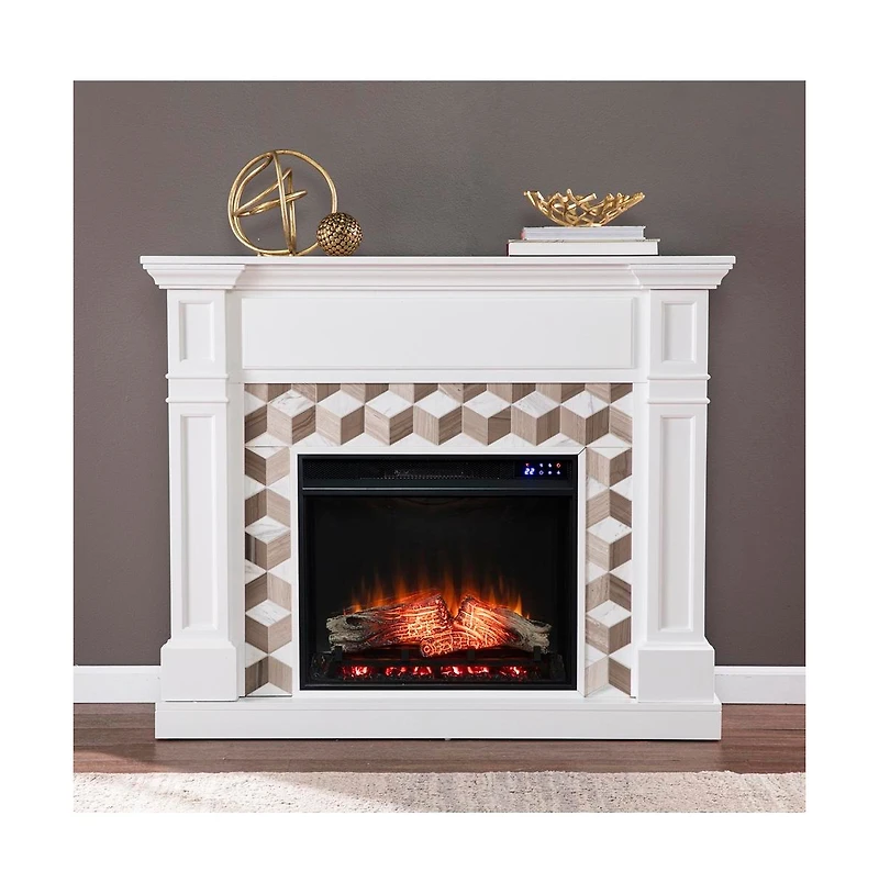 Augusta Home Darvingmore Criss Cross Fireplace with Marble Surround