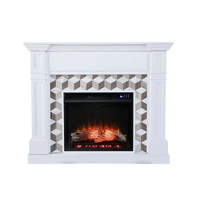 Augusta Home Darvingmore Criss Cross Fireplace with Marble Surround