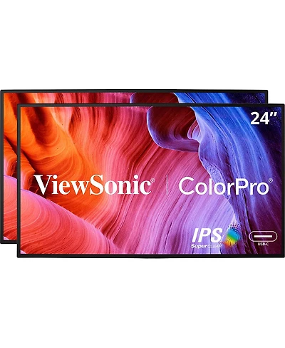 ViewSonic VP2468a_H2 24" Full Hd Ips Pantone Validated Usb-c Docking Computer Monitor, 2-Pack