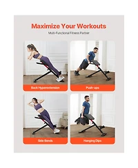 Vevor Roman Chair Back Extension Hyperextension Bench Adjustable Foldable Home Gym